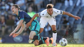 Rufer Is fouled by Genreau